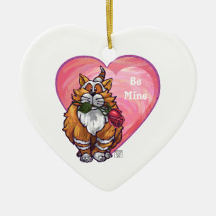 Ginger Cat Valentine's Day Keramik Ornament