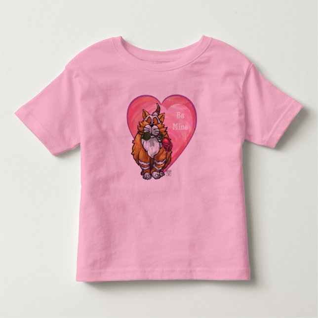Ginger Cat Valentine's Day Kleinkind T-shirt (Vorderseite)