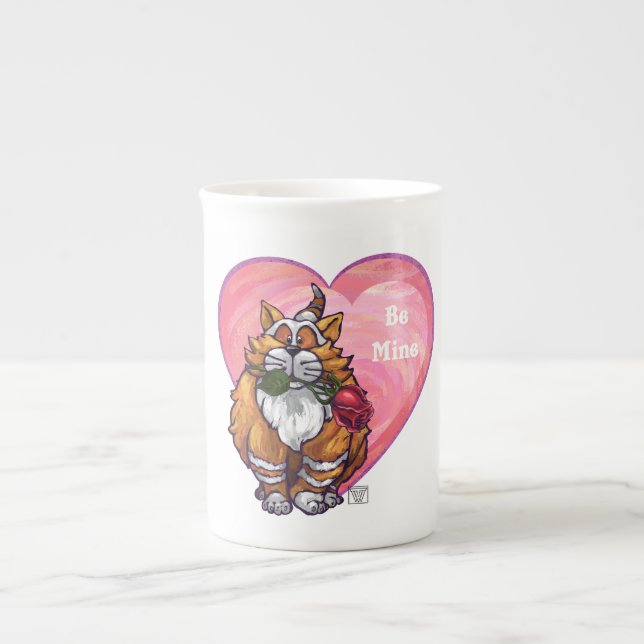 Ginger Cat Valentine's Day Prozellantasse (Vorderseite)