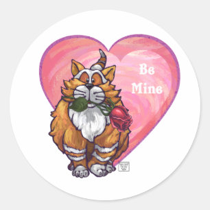 Ginger Cat Valentine's Day Runder Aufkleber