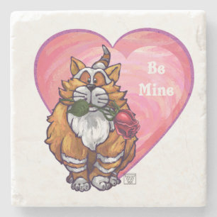 Ginger Cat Valentine's Day Steinuntersetzer