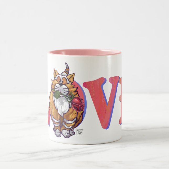 Ginger Cat Valentine's Day Zweifarbige Tasse (Mittel)