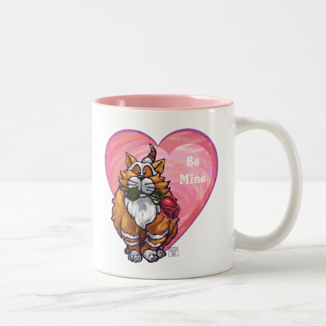 Ginger Cat Valentine's Day Zweifarbige Tasse (Rechts)