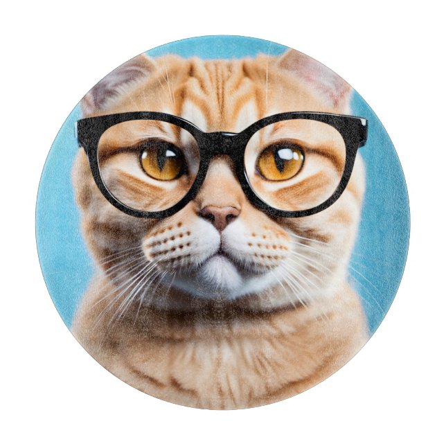 Ginger Cat Wearing Glasses Schneidebrett (Vorderseite)