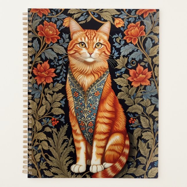 Ginger Cat William Morris Inspirierte floral Planer (Vorderseite)