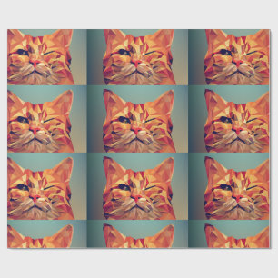 GINGER CAT WINKING ART WRAPPPAPIER GESCHENKPAPIER
