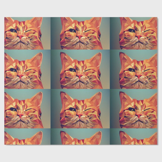 GINGER CAT WINKING ART WRAPPPAPIER GESCHENKPAPIER (Flach)