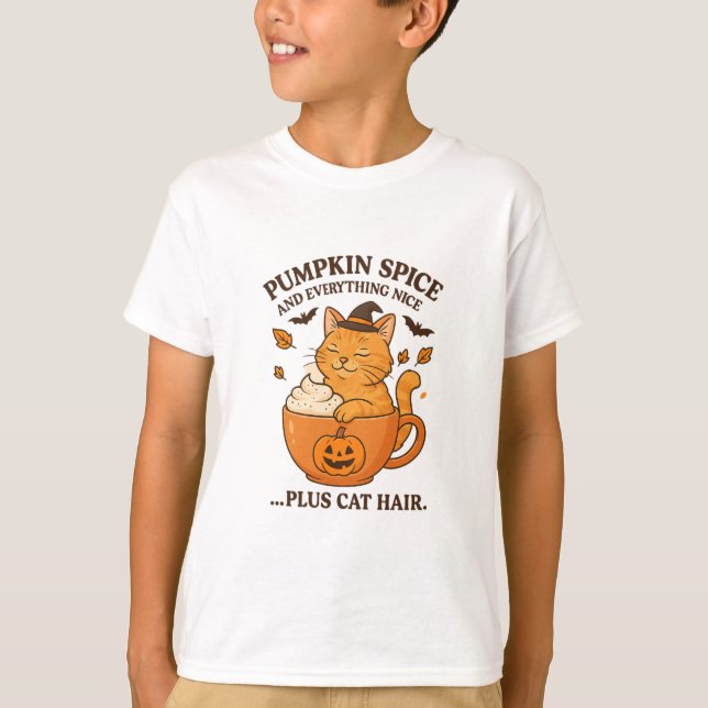 Ginger Cat Witch - Niedliches Halloween-Design mit T-Shirt (Vorderseite)