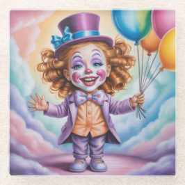 Ginger Clown Girl Balloons Glass Untersetzer