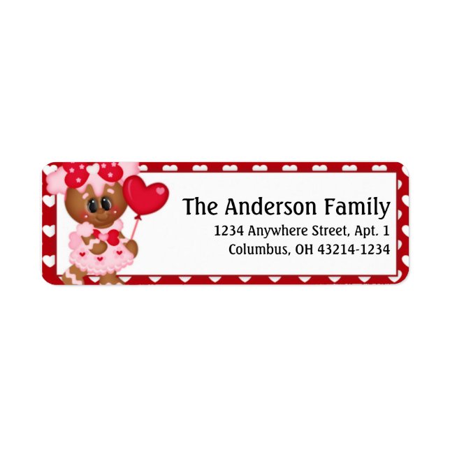 Ginger Cookie Valentine's Day Address Labels d3 (Vorne)