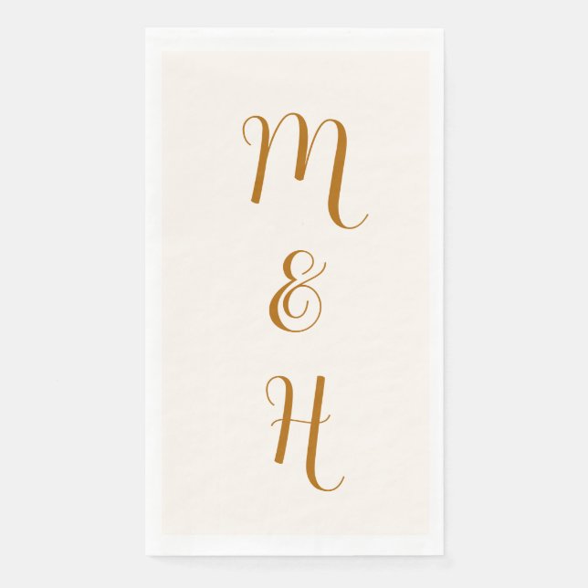 Ginger Elegant Wedding Initials | Elfenbein Serviette (Vorderseite)