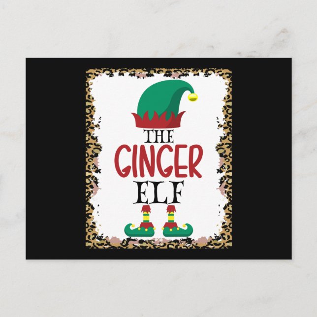 Ginger Elf Leopard Elf Weihnachtsgeschenk Postkarte (Vorderseite)