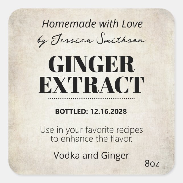 Ginger Extract Modern Label Sticker ZEX_001h (Vorderseite)