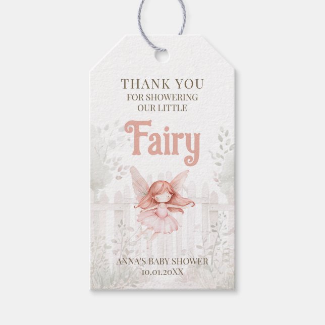 Ginger Fairy Baby Shower Vielen Dank Geschenkanhänger (Vorderseite)