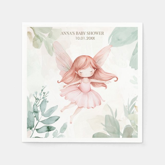 Ginger Fairy Girl Baby Shower Serviette (Vorderseite)