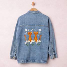 Ginger Floral Orange Cat Energy Jeansjacke