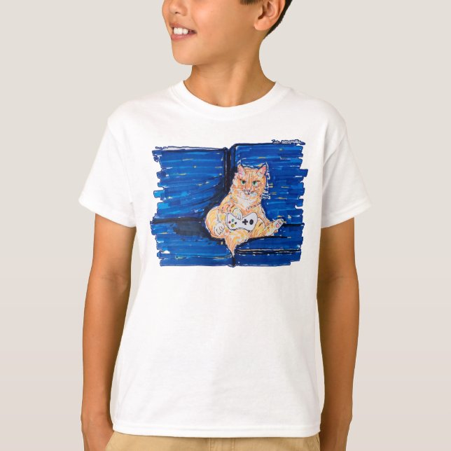 Ginger Gamer Cat T-Shirt (Vorderseite)