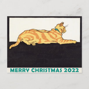 Ginger gestreifte Katze Xmas Tiger Jahr Postkarte