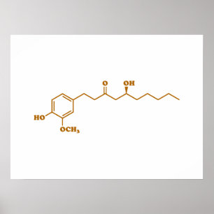 Ginger Gingerol Molecule Chemical Formula Poster