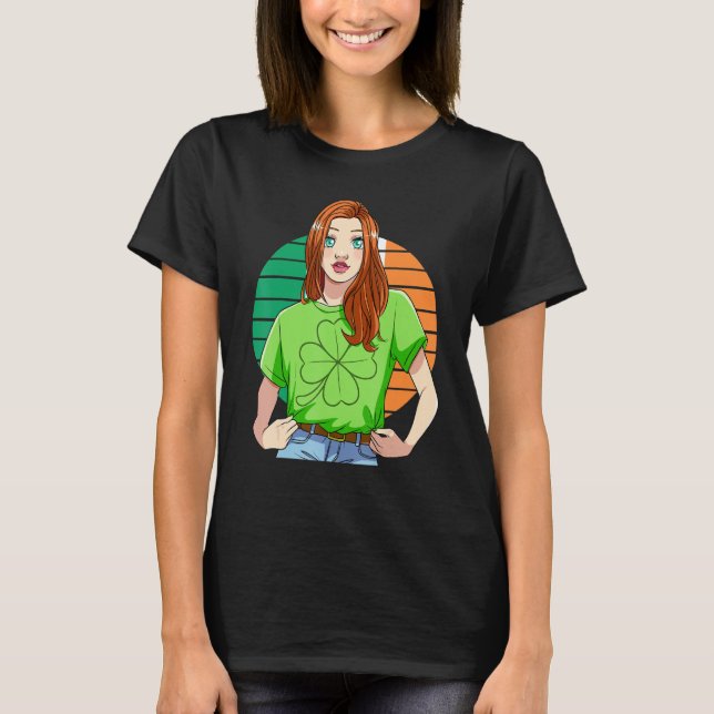 Ginger Girl Leprechaun St Patricks Day T-Shirt (Vorderseite)