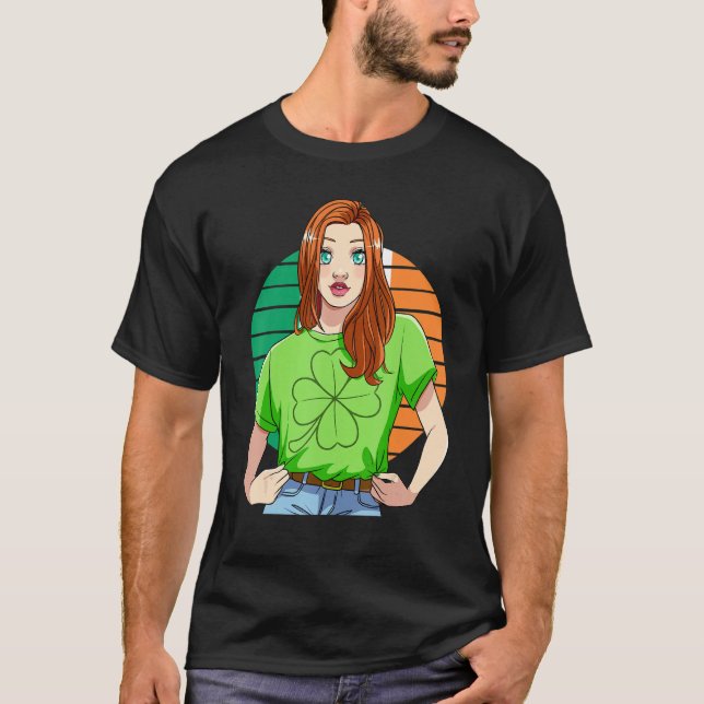 Ginger Girl Leprechaun St Patricks Day T-Shirt (Vorderseite)