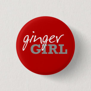 Ginger Girl Redhead Freckles Button