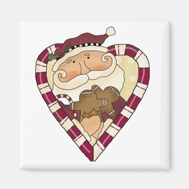 Ginger Heart Santa T - Shirt und Geschenke Magnet (Vorne)