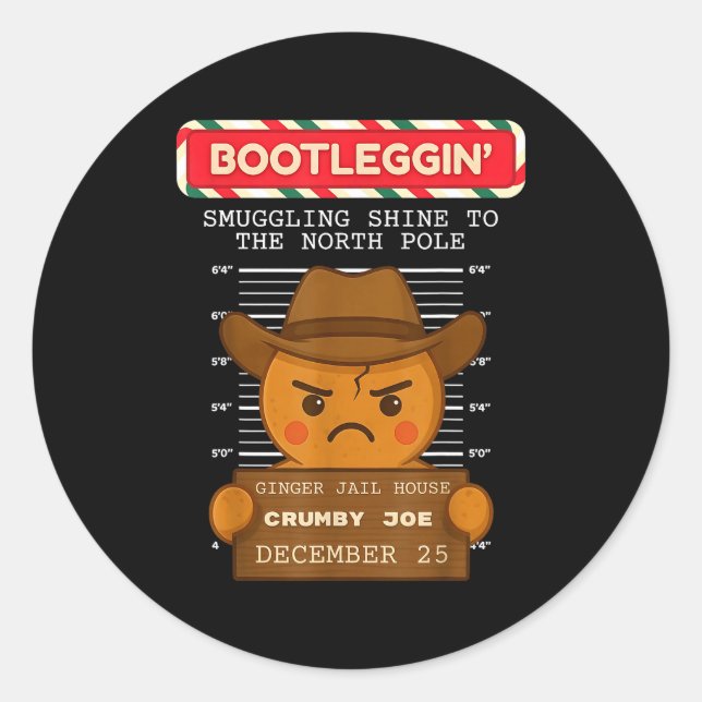 Ginger Jailhouse Christmas Humor Gingerbread Coupl Runder Aufkleber (Vorderseite)