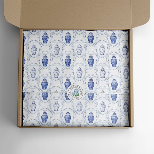 Ginger Jar Blue und White Chinoiserie Seidenpapier (Ginger jar crest blue and white tissue paper
)