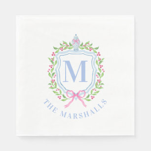 Ginger Jar & Christmas Berries Monogram Serviette