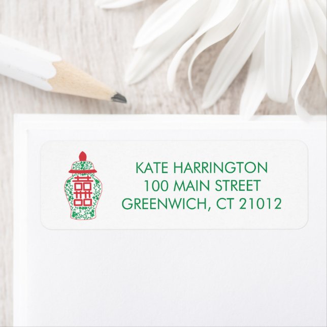 Ginger Jar Christmas Return Address Label (Insitu)