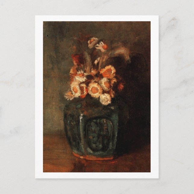 Ginger Jar mit Chrysanthemums, Vincent van Gogh Postkarte (Vorderseite)
