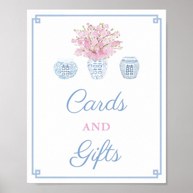 Ginger Jars Pink Blue Cards & Gifts Baby Dusche Poster (Vorne)