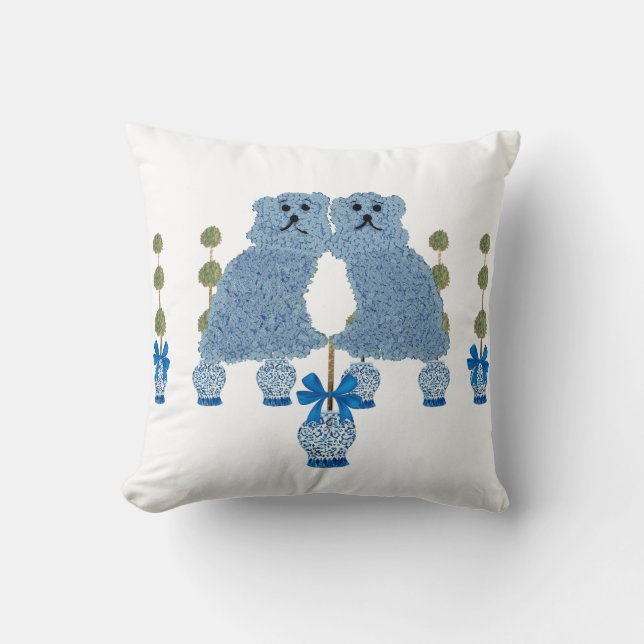 Ginger Jars Staffordshire Hunde Topiary Kissen (Vorderseite)