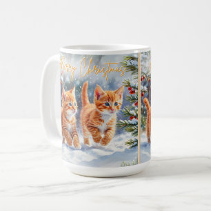 Ginger Kätzchen Niedliche Katzen in Schnee Frohe W Kaffeetasse