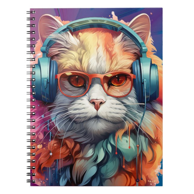 Ginger Katzenkopfhörer Notizblock (Vorderseite)