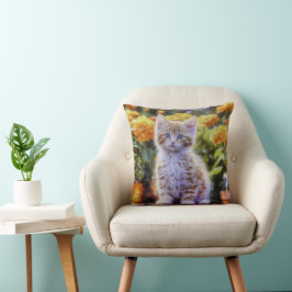 Ginger Kitten im Blumengarten Kissen