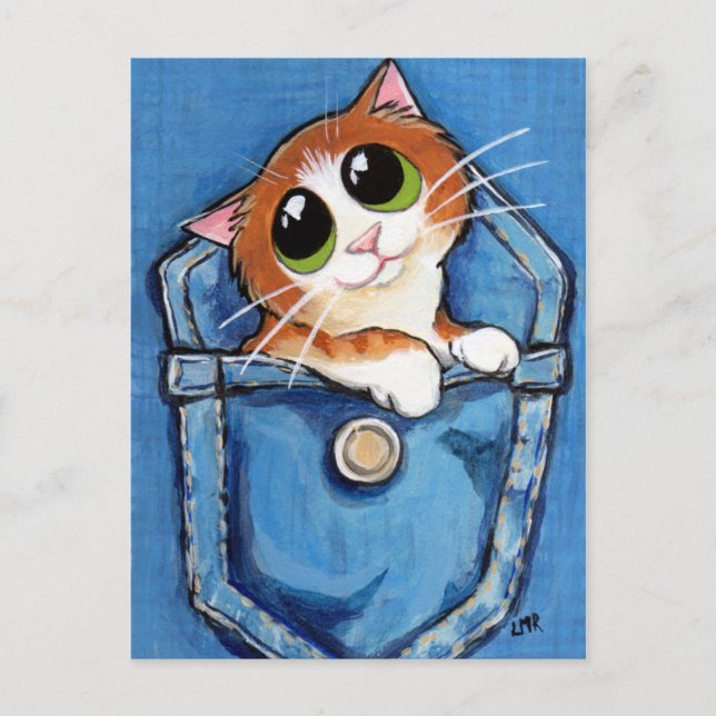 Ginger Kitten in Pocket Art Postcard Postkarte (Vorderseite)