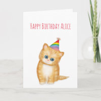 Ginger Kitten personalisierte Geburtstagskarte