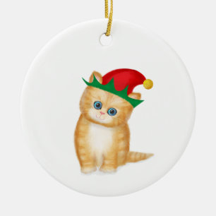 Ginger kitten personalisierte Weihnachtsbaumschmuc Keramik Ornament