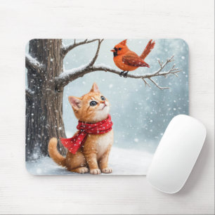 Ginger Kitty beobachtet einen Kardinal Mousepad
