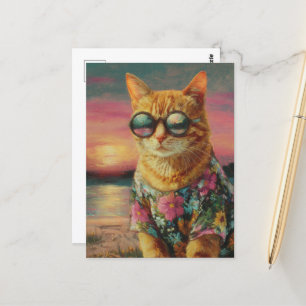 Ginger Kitty in Sonnenbrille Postkarte