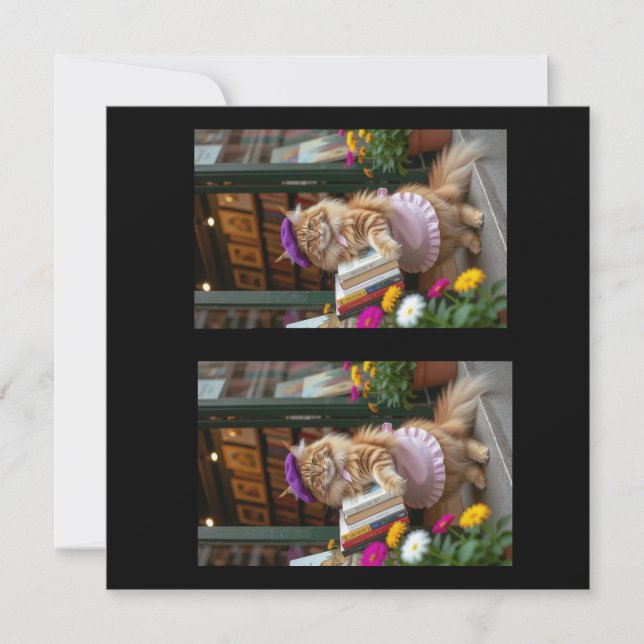 Ginger Kitty Selling Art Books Dankeskarte (Vorderseite)