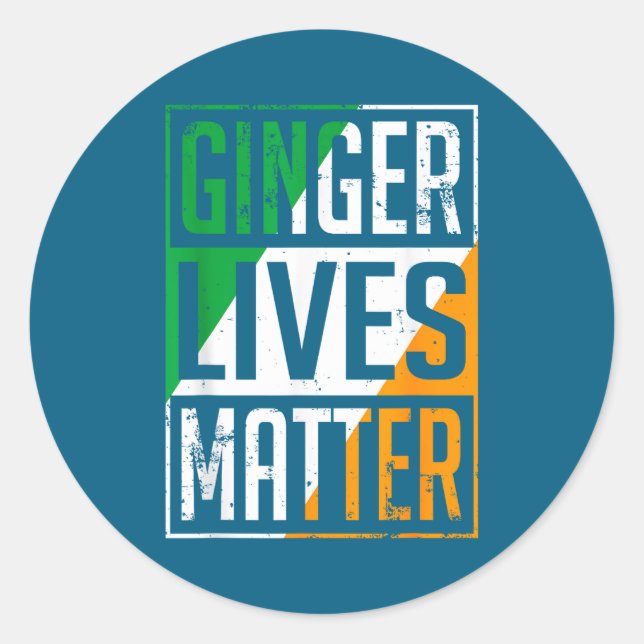 Ginger Lives Irish Flag St Patricks Day Redhead Me Runder Aufkleber (Vorderseite)