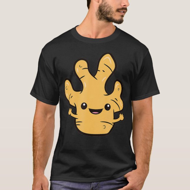 Ginger Lover Kawaii Ginger Root Gemüse Liebe Gin T-Shirt (Vorderseite)