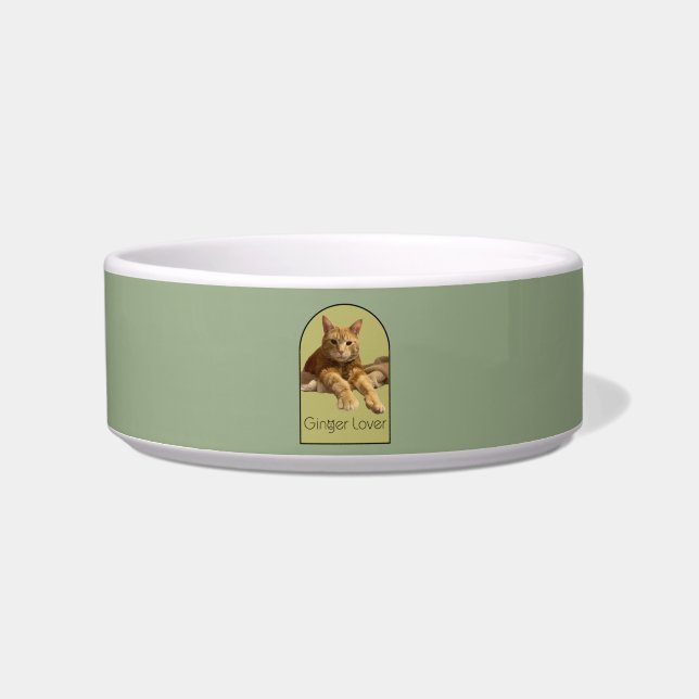 Ginger Lover Sage Green Keramik Pet Bowl Napf (Vorderseite)