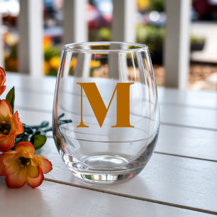 Ginger Modern Monogram Anfangsbuchstabe Weinglas Ohne Stiel