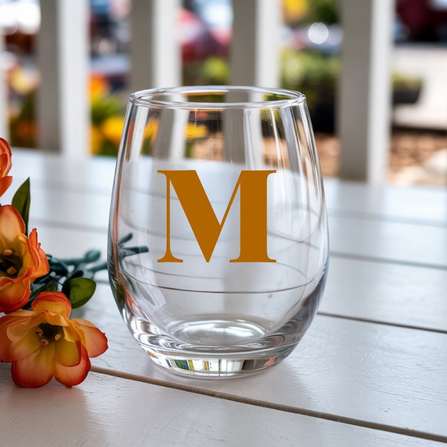 Ginger Modern Monogram Anfangsbuchstabe Weinglas Ohne Stiel (Von Creator hochgeladen)