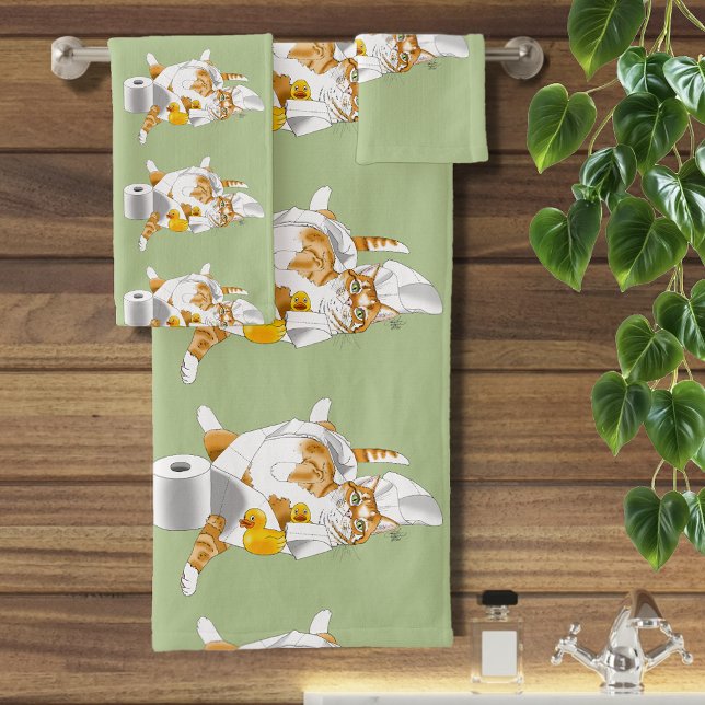 Ginger Orange Cat Funny Toilet Paper Badhandtuch Set (Von Creator hochgeladen)