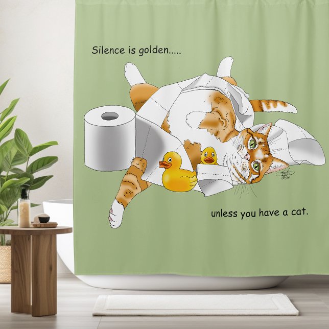 Ginger Orange Cat Funny Toilet Paper Duschvorhang (Von Creator hochgeladen)